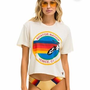 Aviator Nation Signature Boyfriend Tee - Vintage White